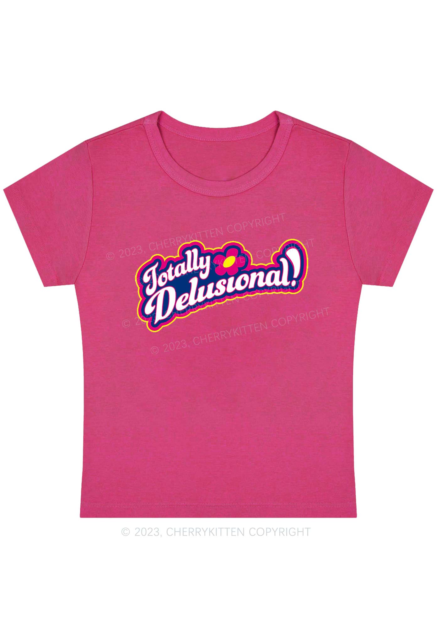 Curvy Totally Delusional Y2K Baby Tee Cherrykitten