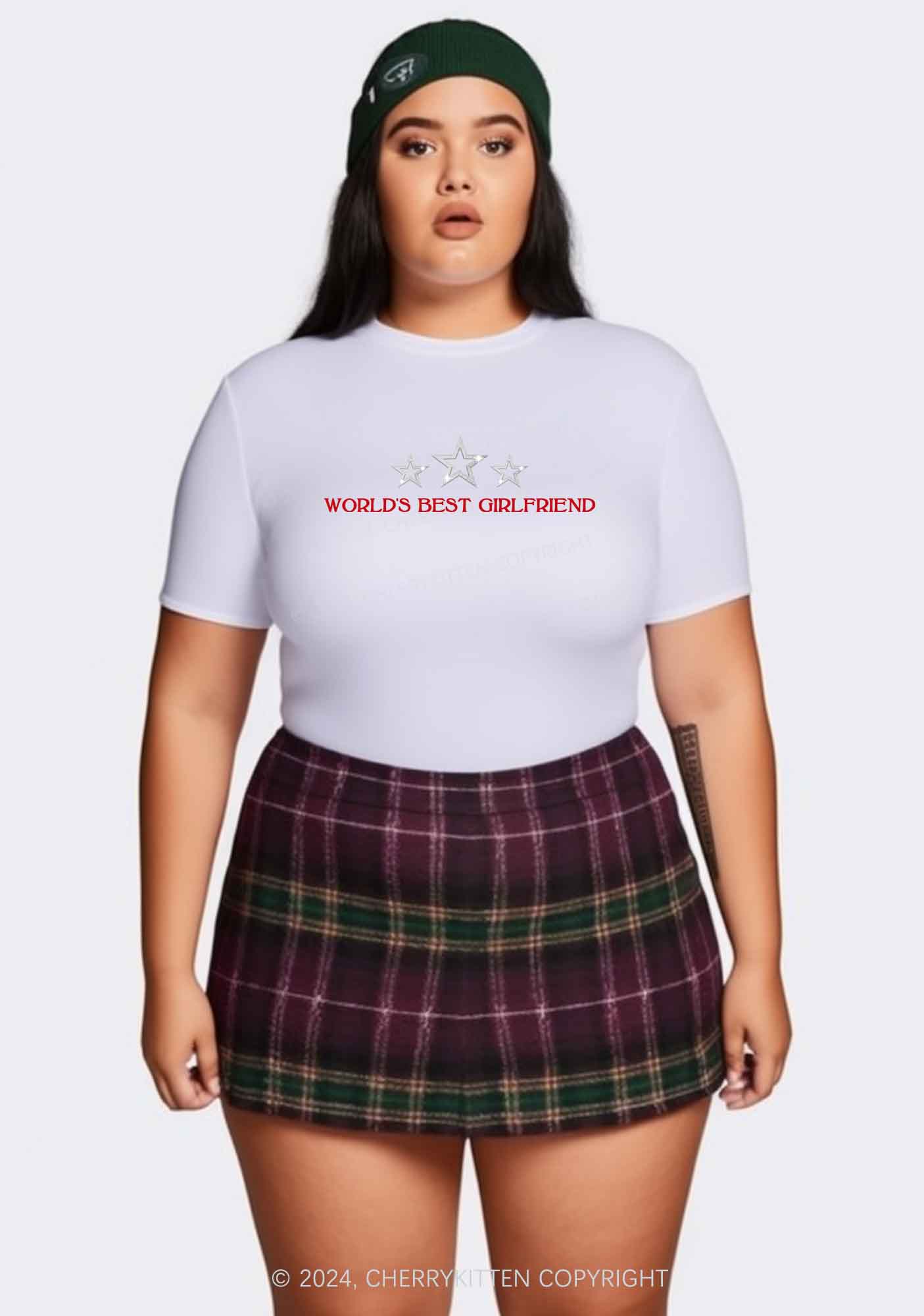 Curvy World's Best Girlfriend Y2K Baby Tee Cherrykitten