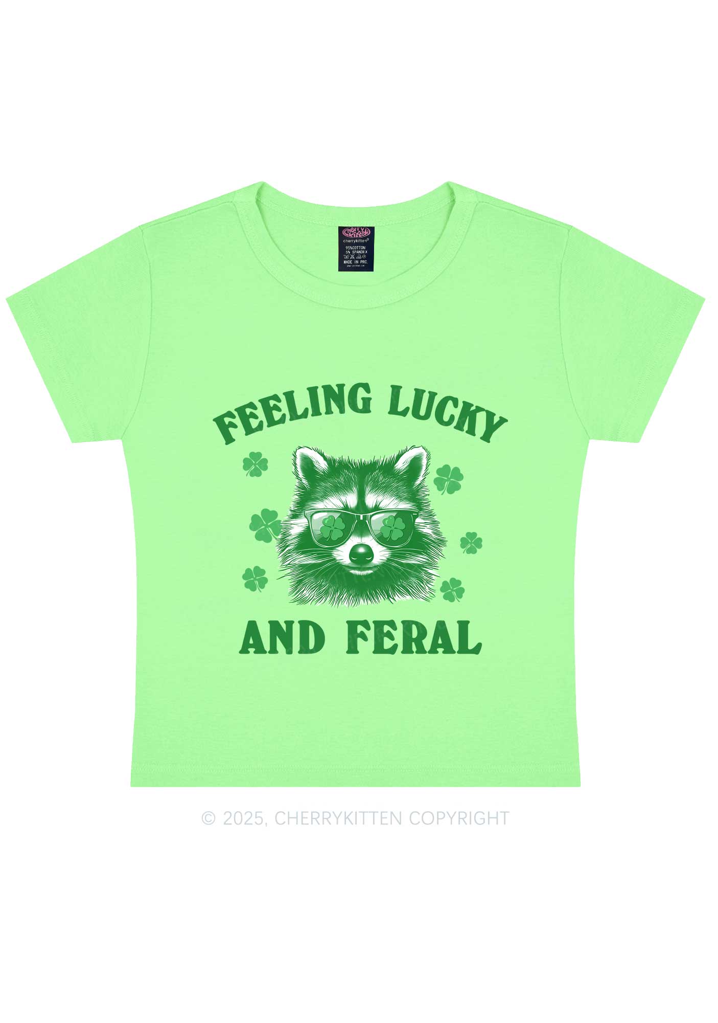 Feeling Lucky And Feral St Patricks Y2K Baby Tee Cherrykitten