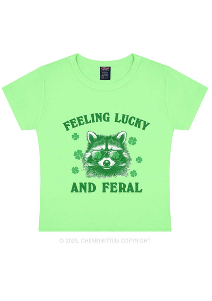 Feeling Lucky And Feral St Patricks Y2K Baby Tee Cherrykitten