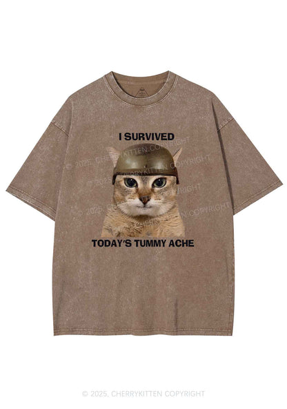 Surived Todays Tummy Ache Y2K Washed Tee Cherrykitten