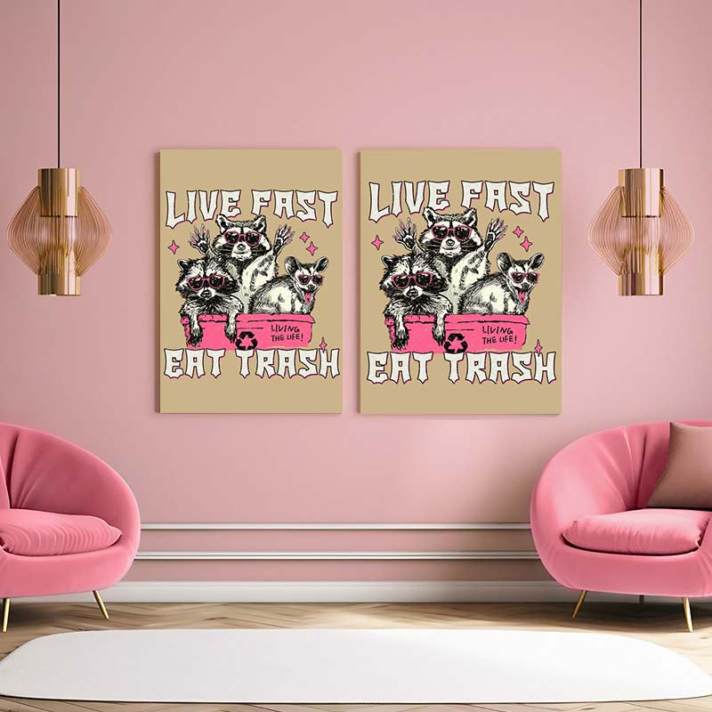 Live Fast Eat Trash Y2K Canvas Wall Art Cherrykitten