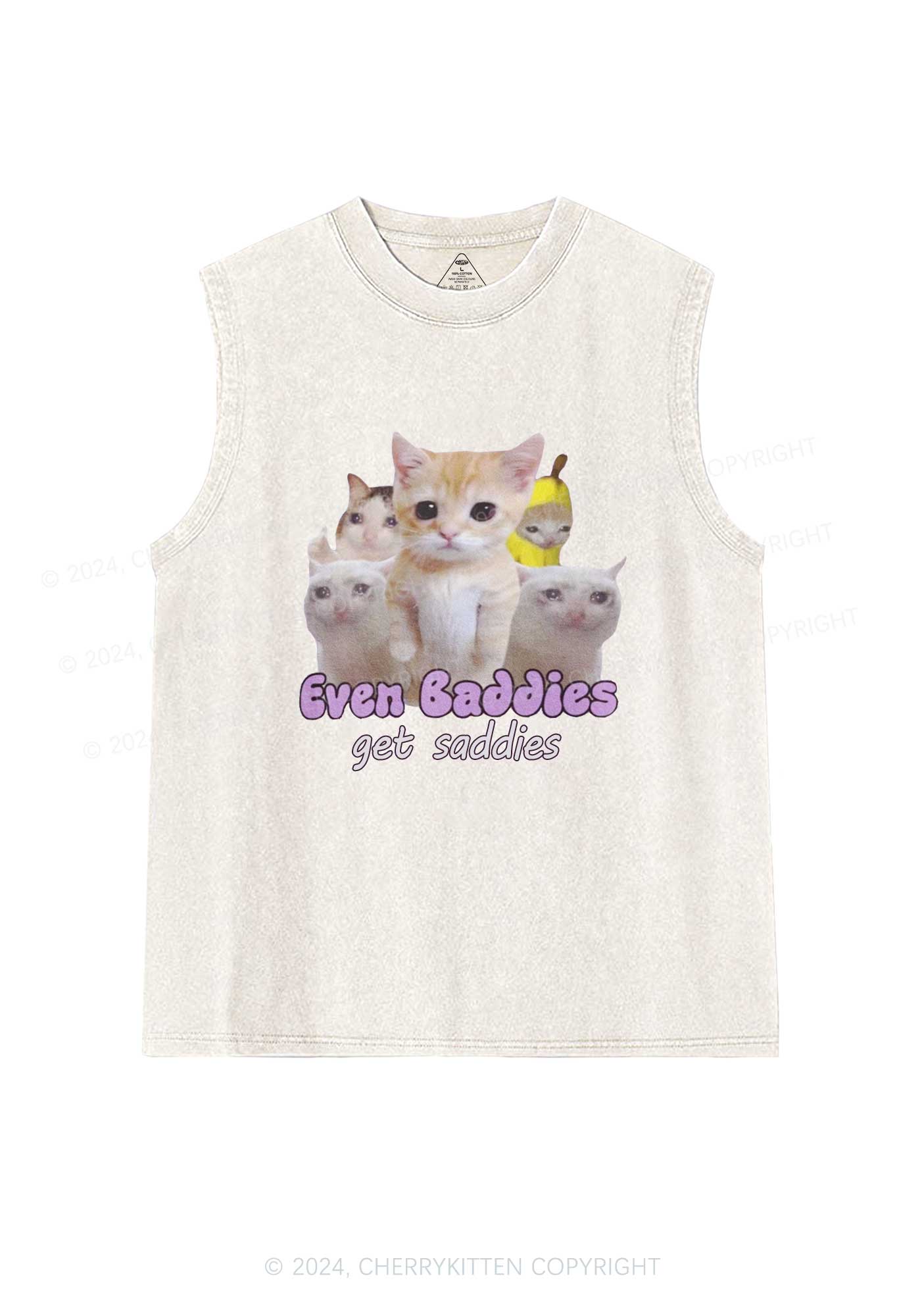 Saddies Five Cats Y2K Washed Tank Cherrykitten