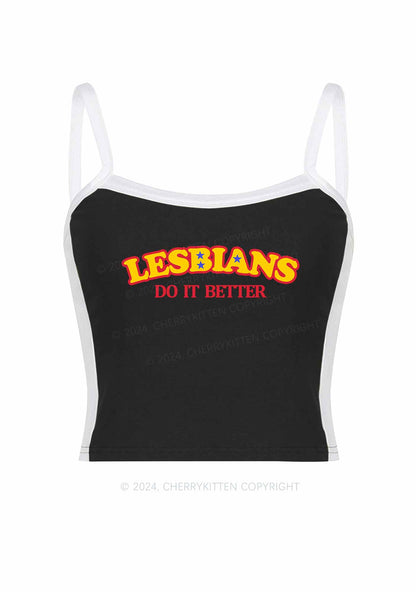 Lesbians Do It Better Y2K Color Block Crop Cami Top Cherrykitten