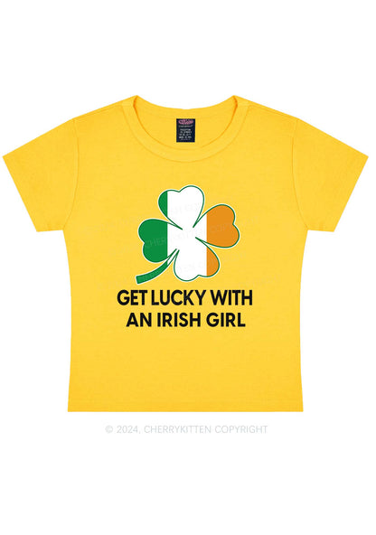 Get Lucky Irish Girl St Patricks Y2K Baby Tee Cherrykitten