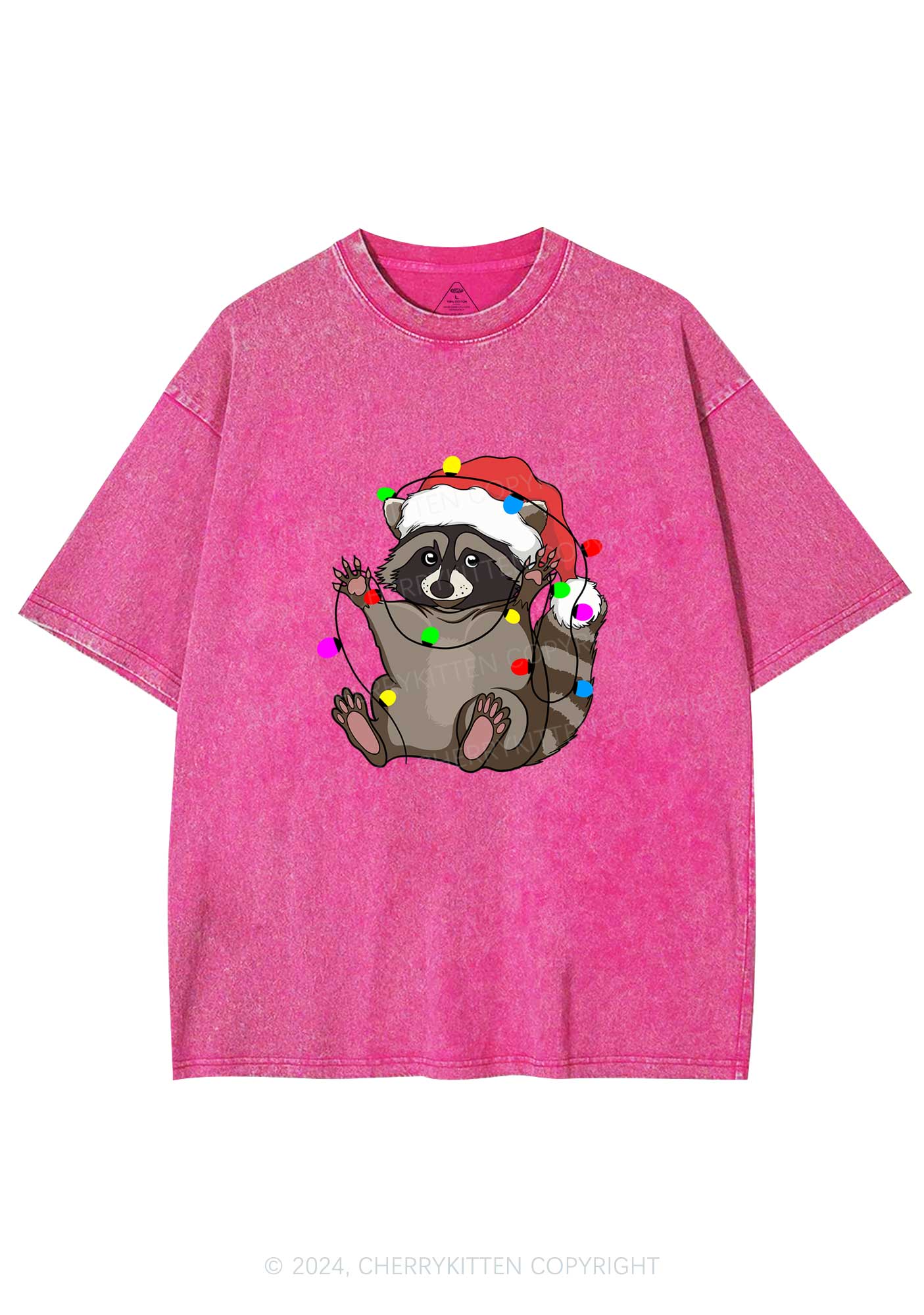 Christmas Raccoon Y2K Washed Tee Cherrykitten