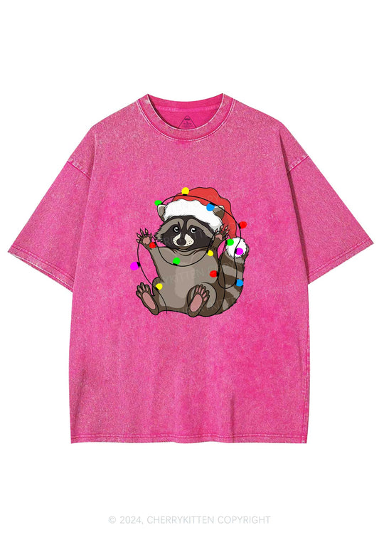 Christmas Raccoon Y2K Washed Tee Cherrykitten