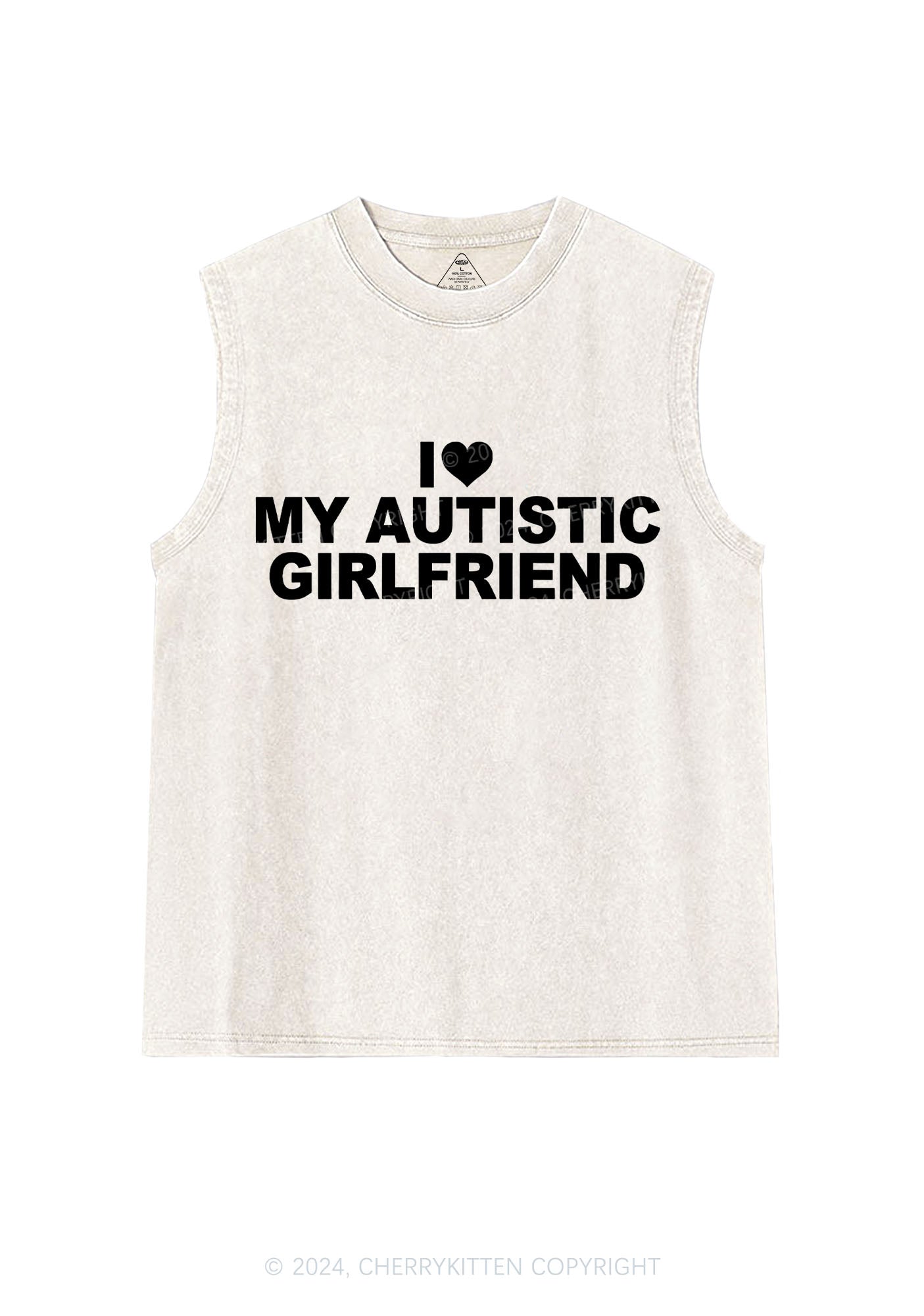 I Love My Autistic GF Y2K Valentine's Day Washed Tank Cherrykitten