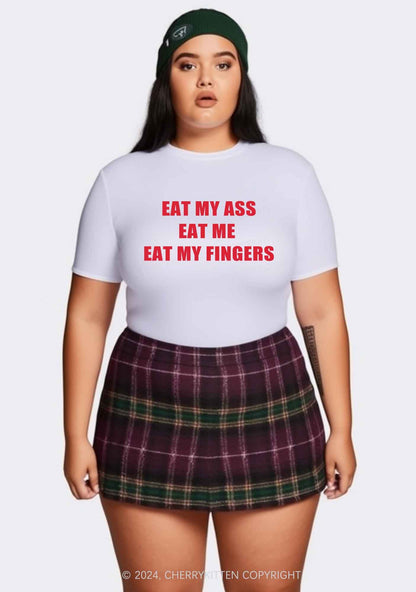 Curvy Eat My Fingers Y2K Baby Tee Cherrykitten