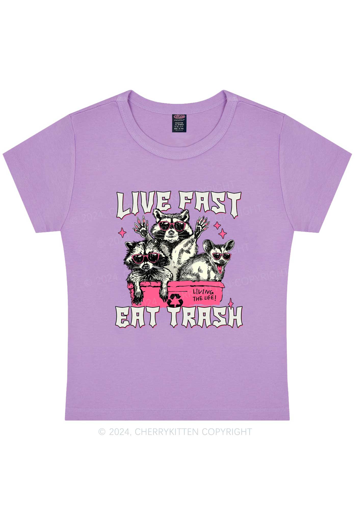 Live Fast Eat Trash Y2K Baby Tee Cherrykitten