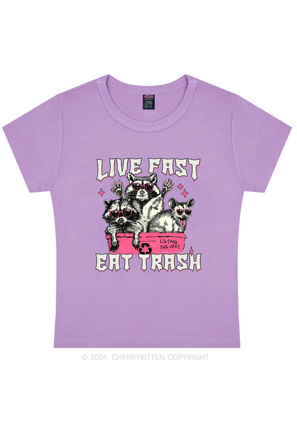 Live Fast Eat Trash Y2K Baby Tee Cherrykitten