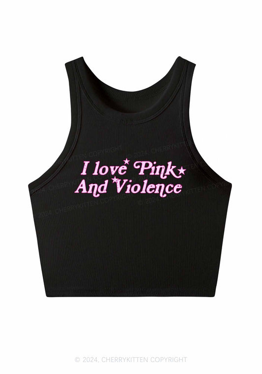 I Love Pink Y2K Crop Tank Top Cherrykitten