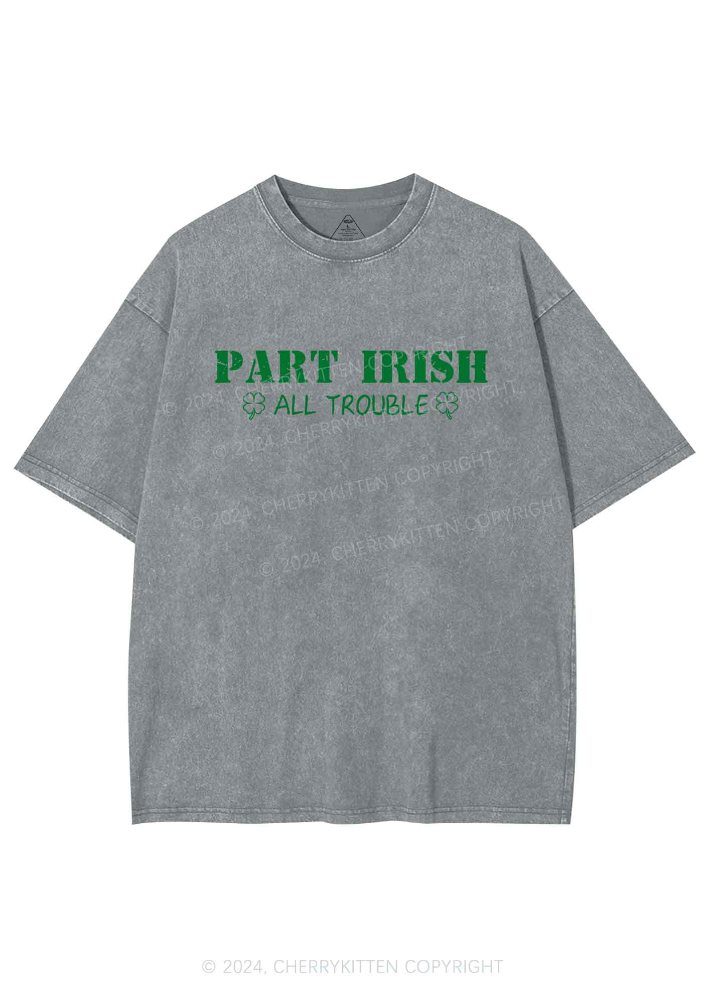 Part Irish All Trouble St Patricks Y2K Washed Tee Cherrykitten