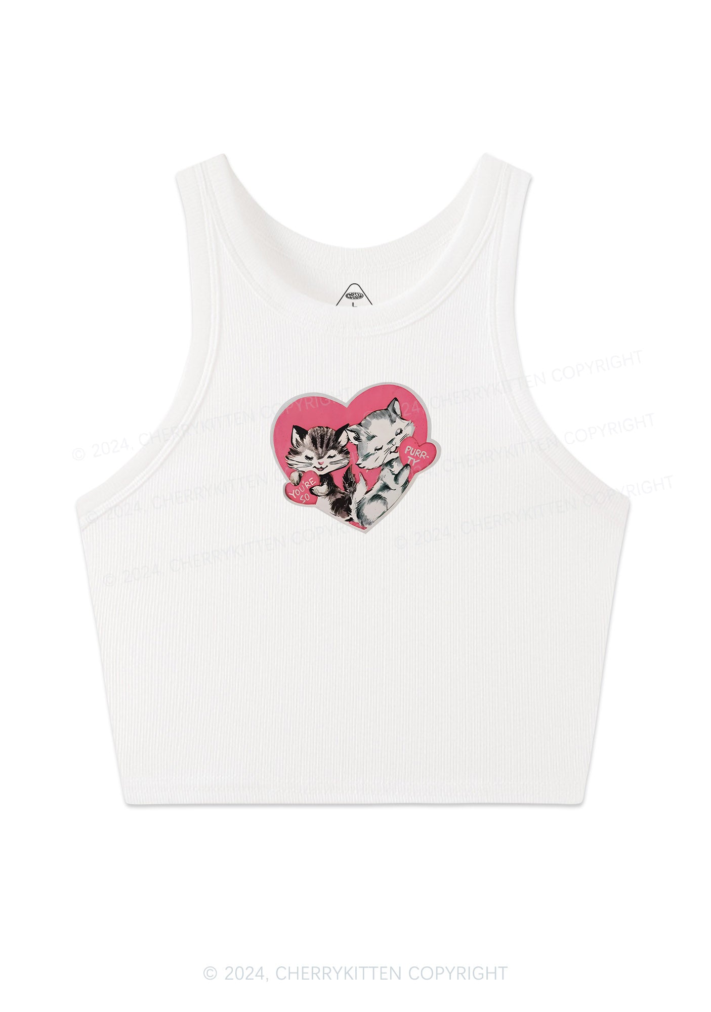 You Are So Purrty Y2K Valentine's Day Crop Tank Top Cherrykitten