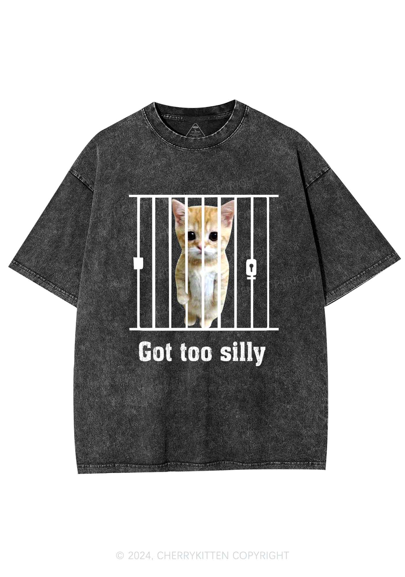 Got Too Silly Cat Y2K Washed Tee Cherrykitten