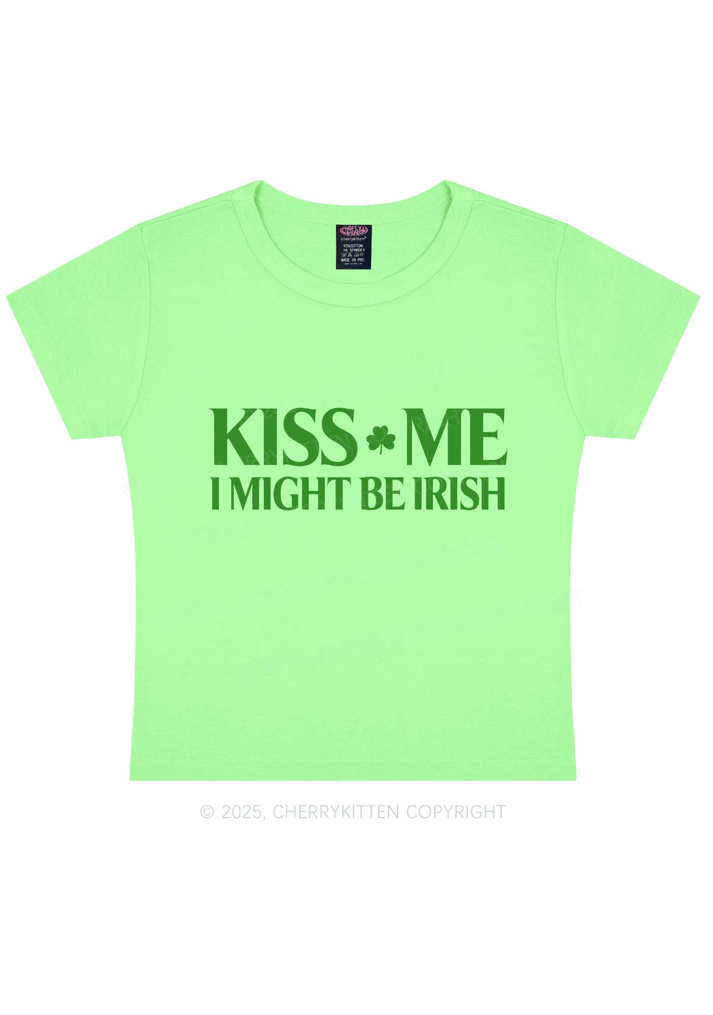 Kiss Me St Patricks Y2K Baby Tee Cherrykitten