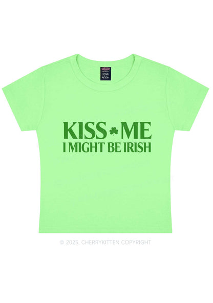 Kiss Me St Patricks Y2K Baby Tee Cherrykitten