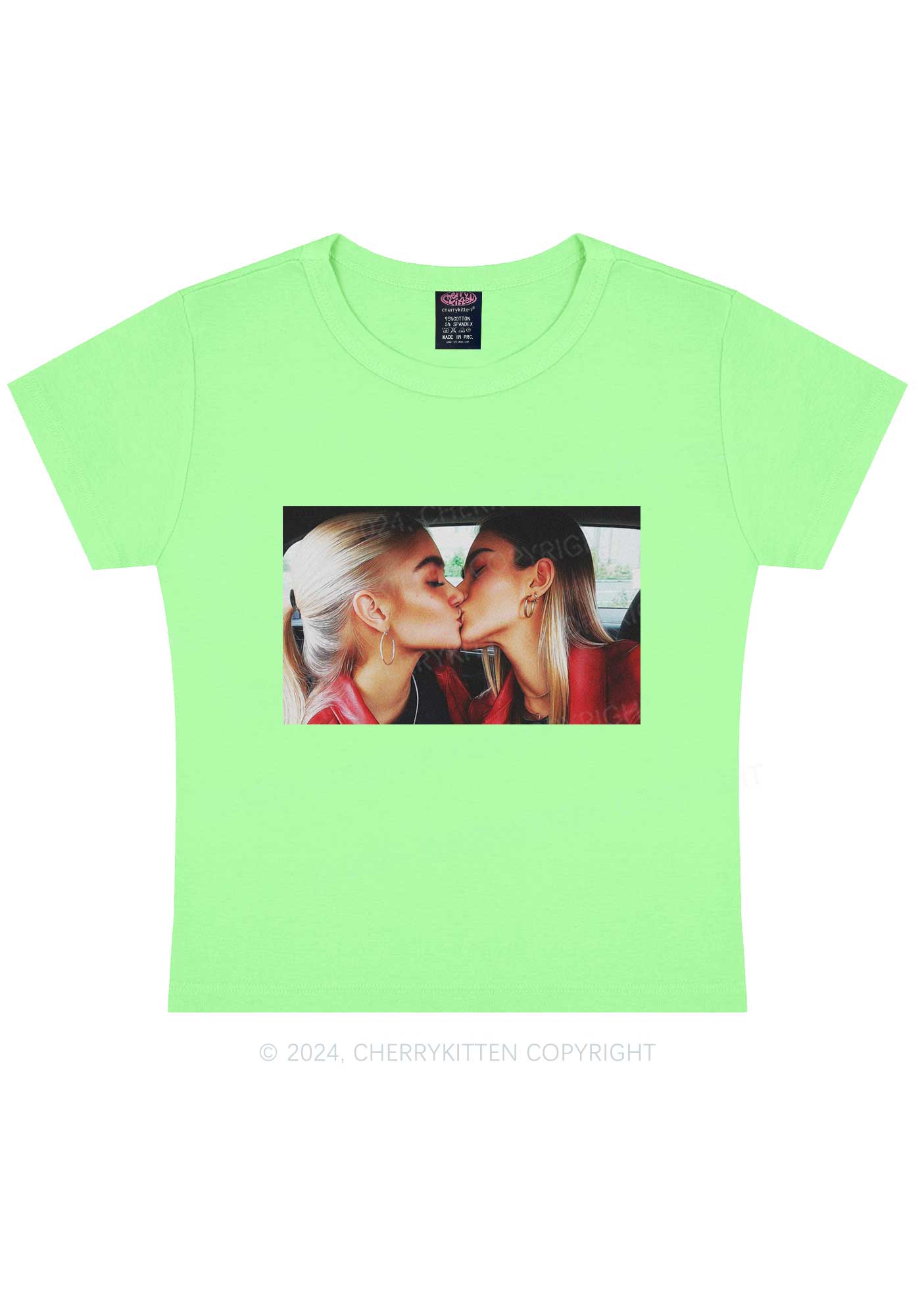 Girls Kiss Y2K Valentine's Day Baby Tee Cherrykitten