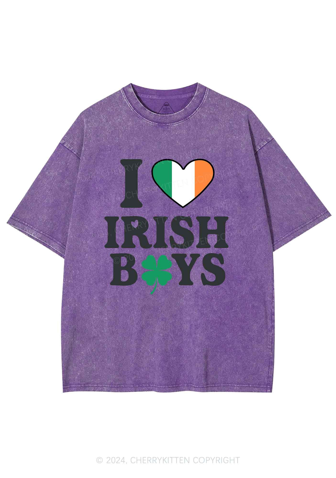 Irish Boy Shamrock St Patricks Y2K Washed Tee Cherrykitten