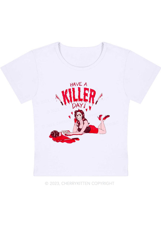 Have A Killer Day Halloween Y2K Baby Tee Cherrykitten