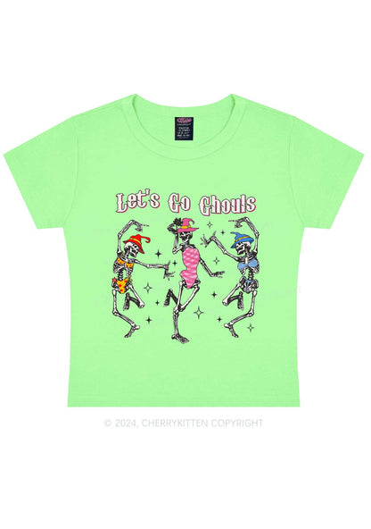 Halloween Let's Go Ghouls Y2K Baby Tee Cherrykitten