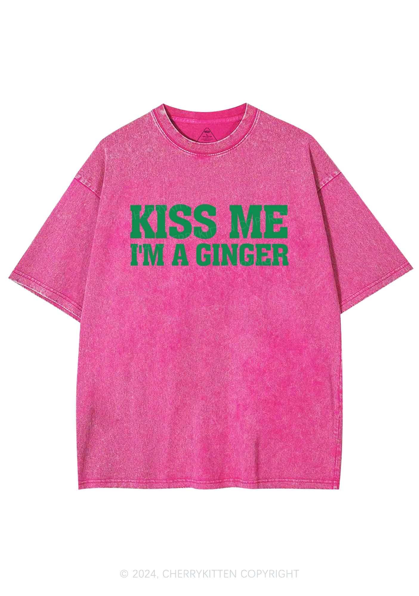 Kiss Me Im Ginger St Patricks Y2K Washed Tee Cherrykitten