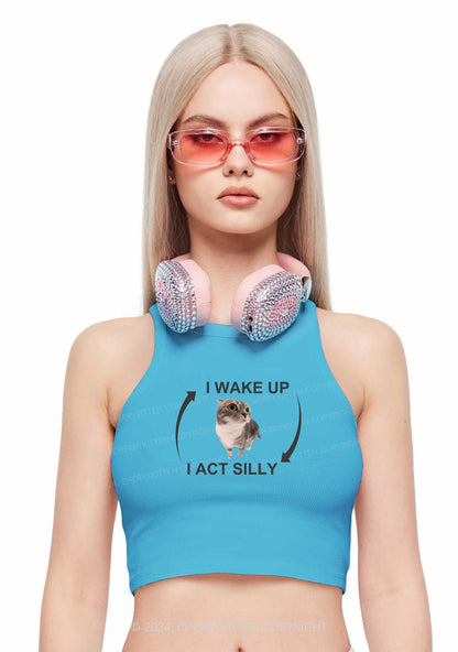 Wake Up Act Silly Y2K Crop Tank Top Cherrykitten