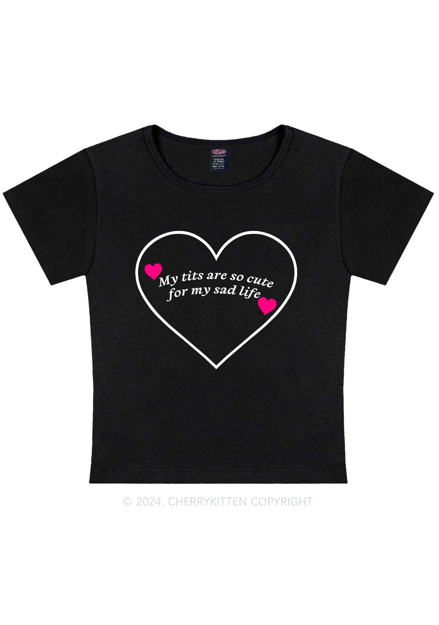 Curvy Cute Txts Sad Life Y2K Baby Tee Cherrykitten