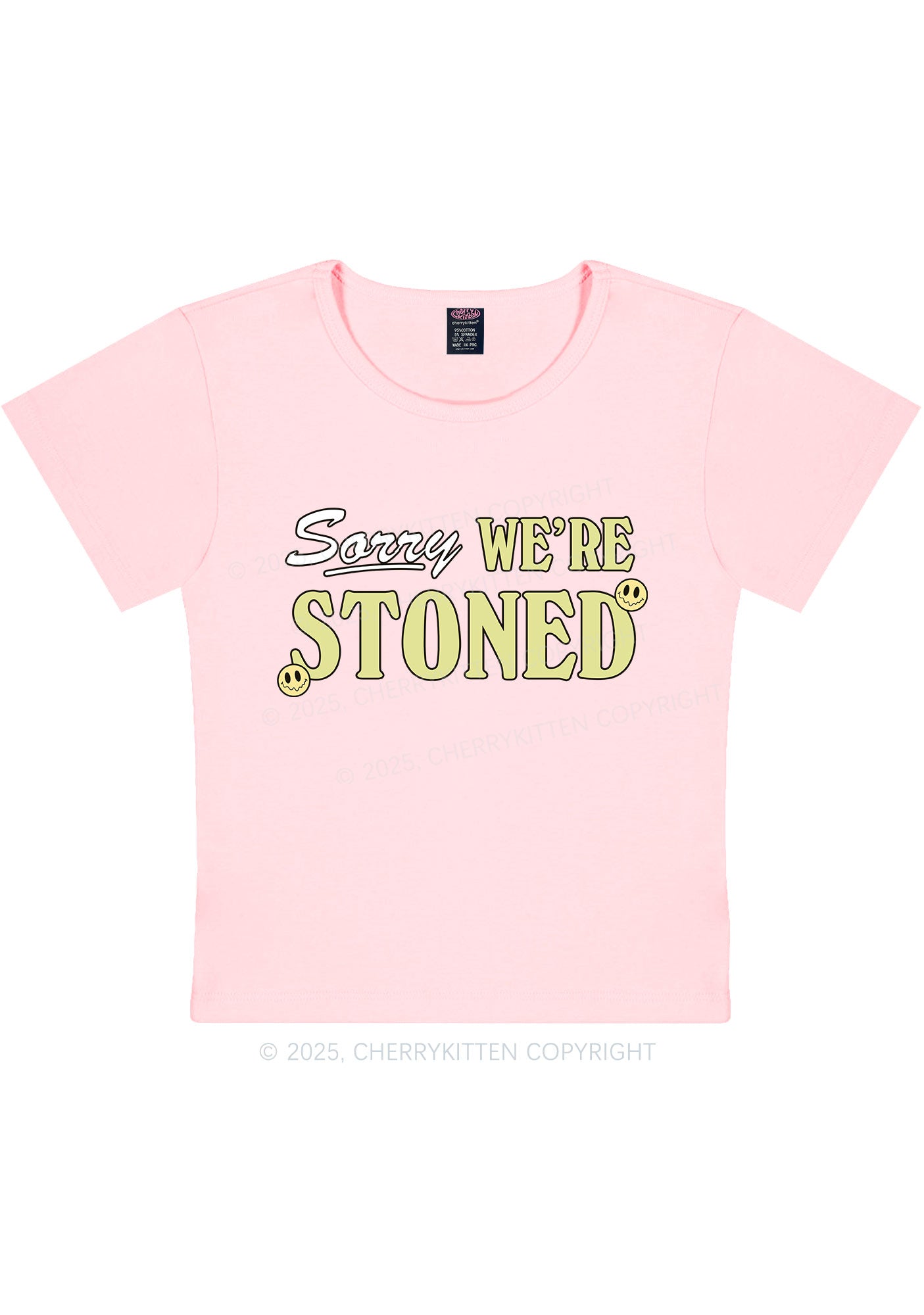 Sorry We're Stoned Y2K Baby Tee