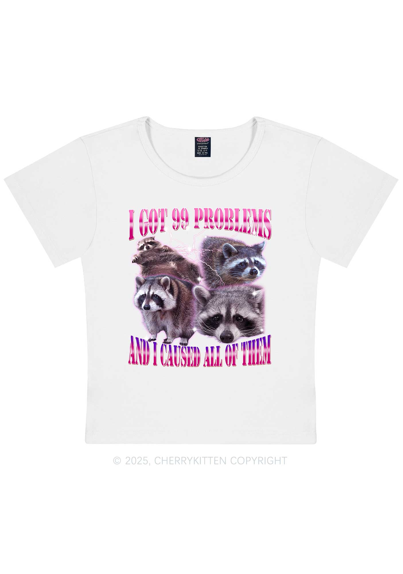 Raccoon Got Problems Y2K Baby Tee Cherrykitten