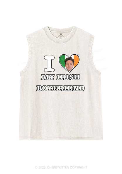 Custom Irish Boyfriend Photo St Patricks Y2K Washed Tank Cherrykitten