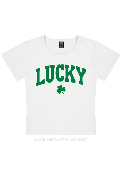 Lucky Shamrock St Patricks Y2K Baby Tee Cherrykitten