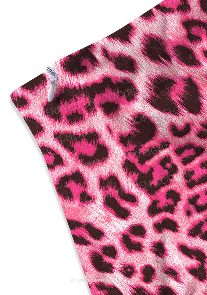 Pink Leopard Y2K Print Mini Skirt Cherrykitten