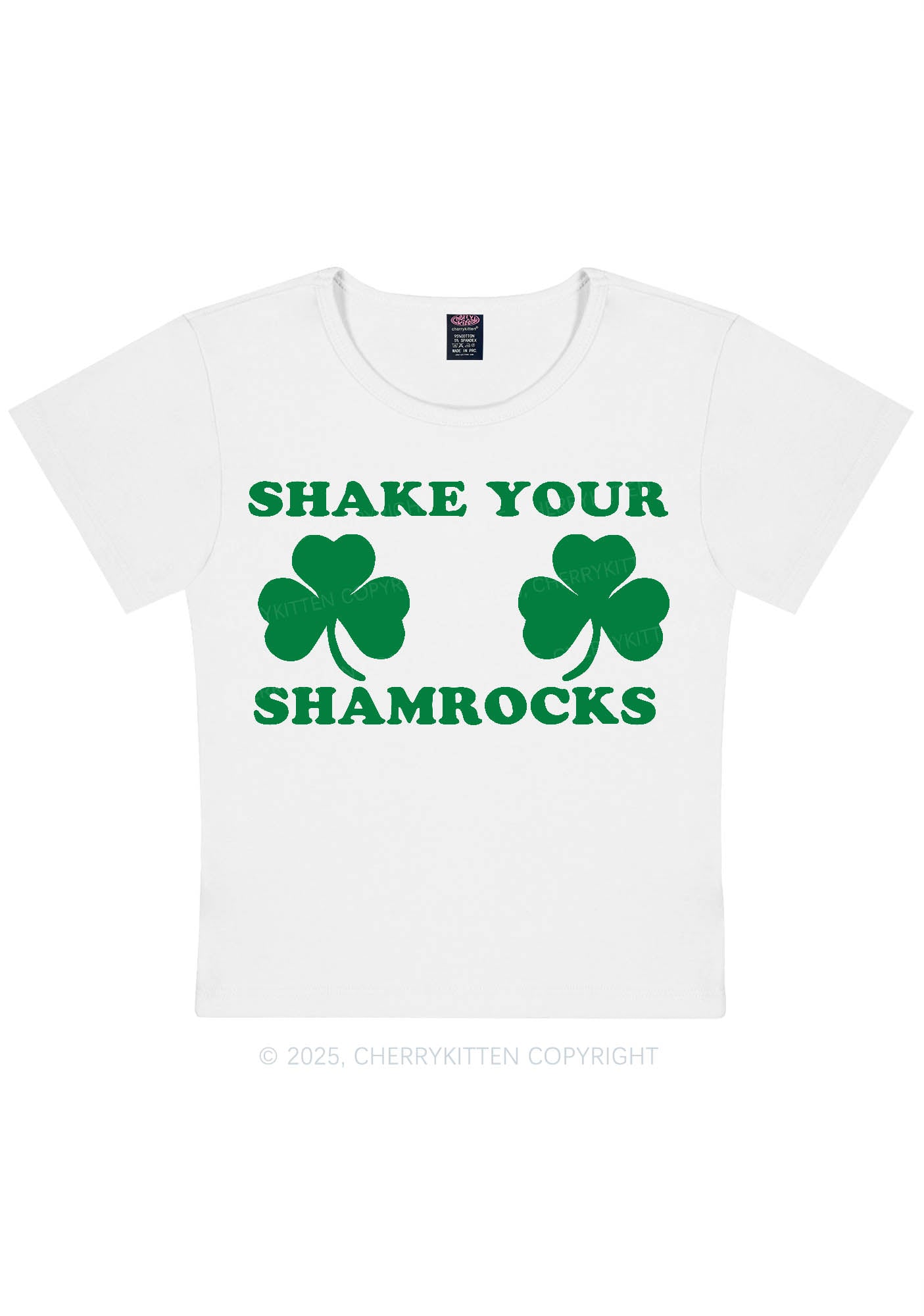 Shake Your Shamrocks St Patricks Y2K Baby Tee Cherrykitten