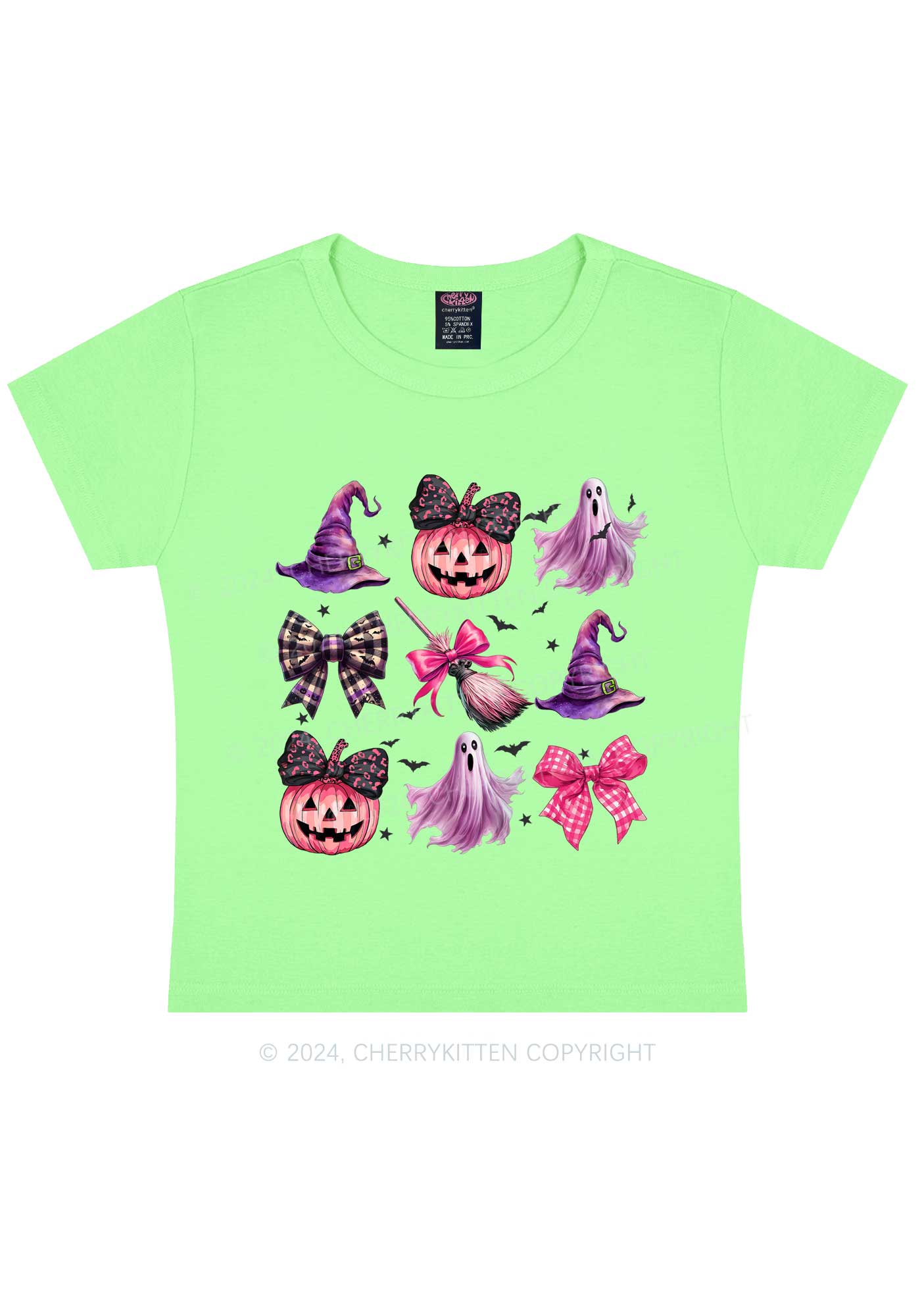 Halloween Pumpkin With Bows Y2K Baby Tee Cherrykitten