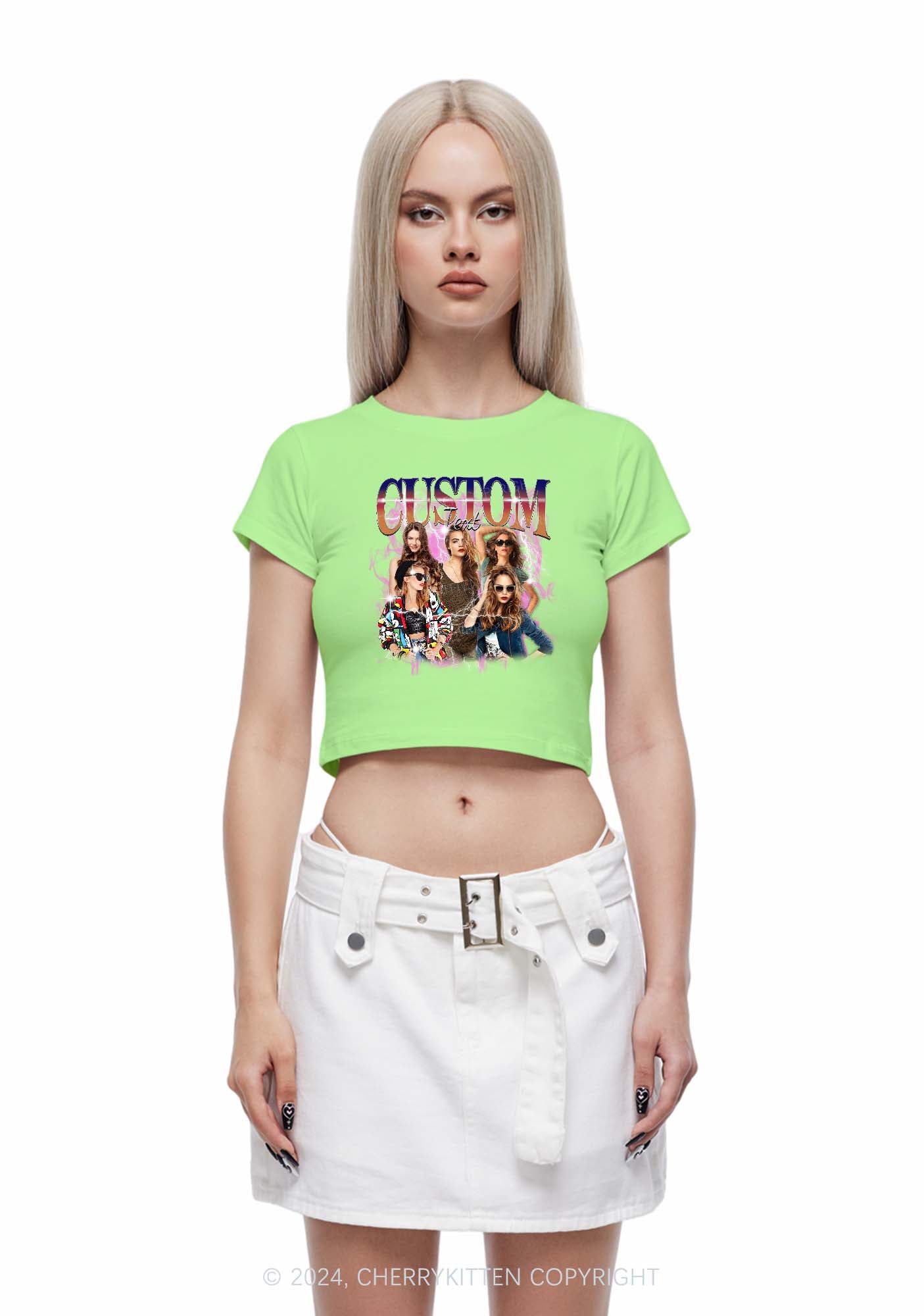 Custom Photo Vintage Y2K Baby Tee Cherrykitten