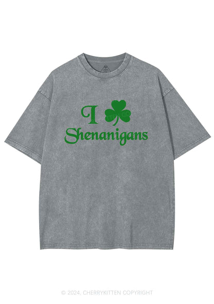 I Love Shenanigans St Patricks Y2K Washed Tee Cherrykitten