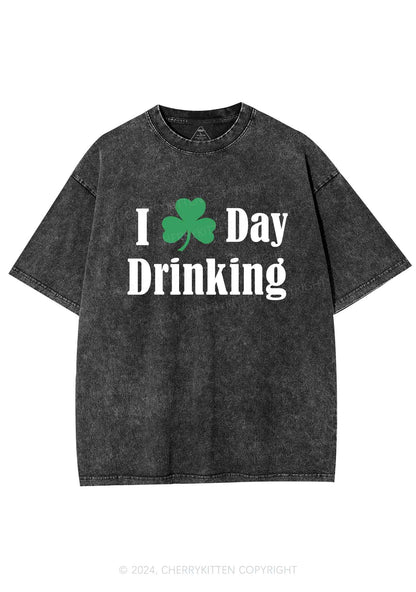 I Love Day Drinking St Patricks Y2K Washed Tee Cherrykitten