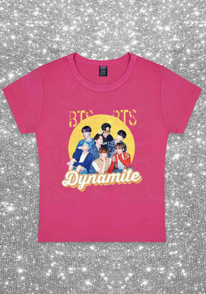 Bangtan Dynamite Kpop Y2K Baby Tee Cherrykitten