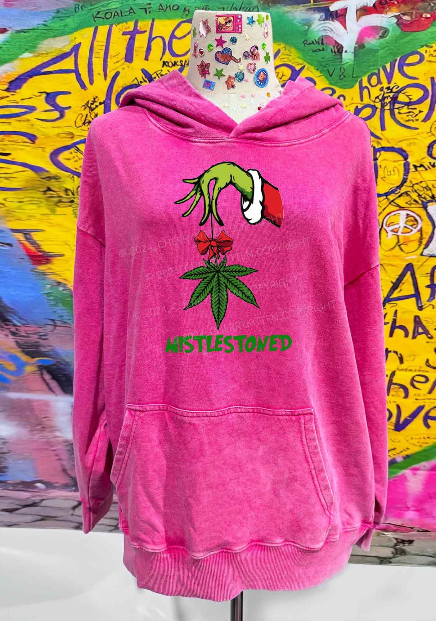 Christmas Mistlestoned Y2K Washed Hoodie Cherrykitten