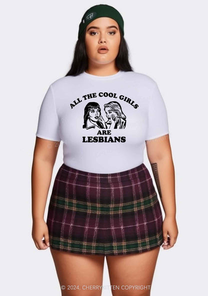 Curvy Cool Girls Lesbians Y2K Baby Tee Cherrykitten