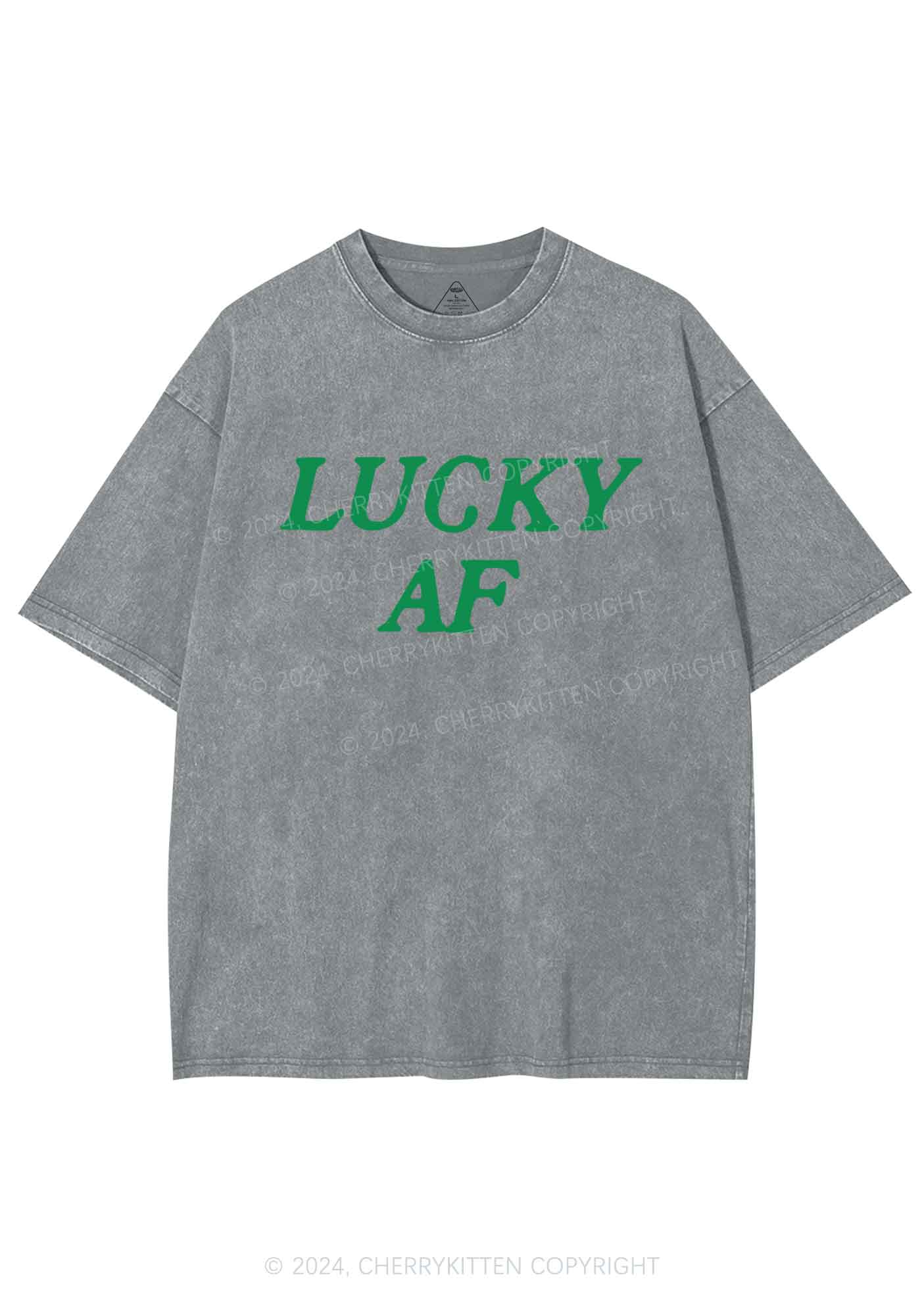 Lucky AF St Patricks Y2K Washed Tee Cherrykitten