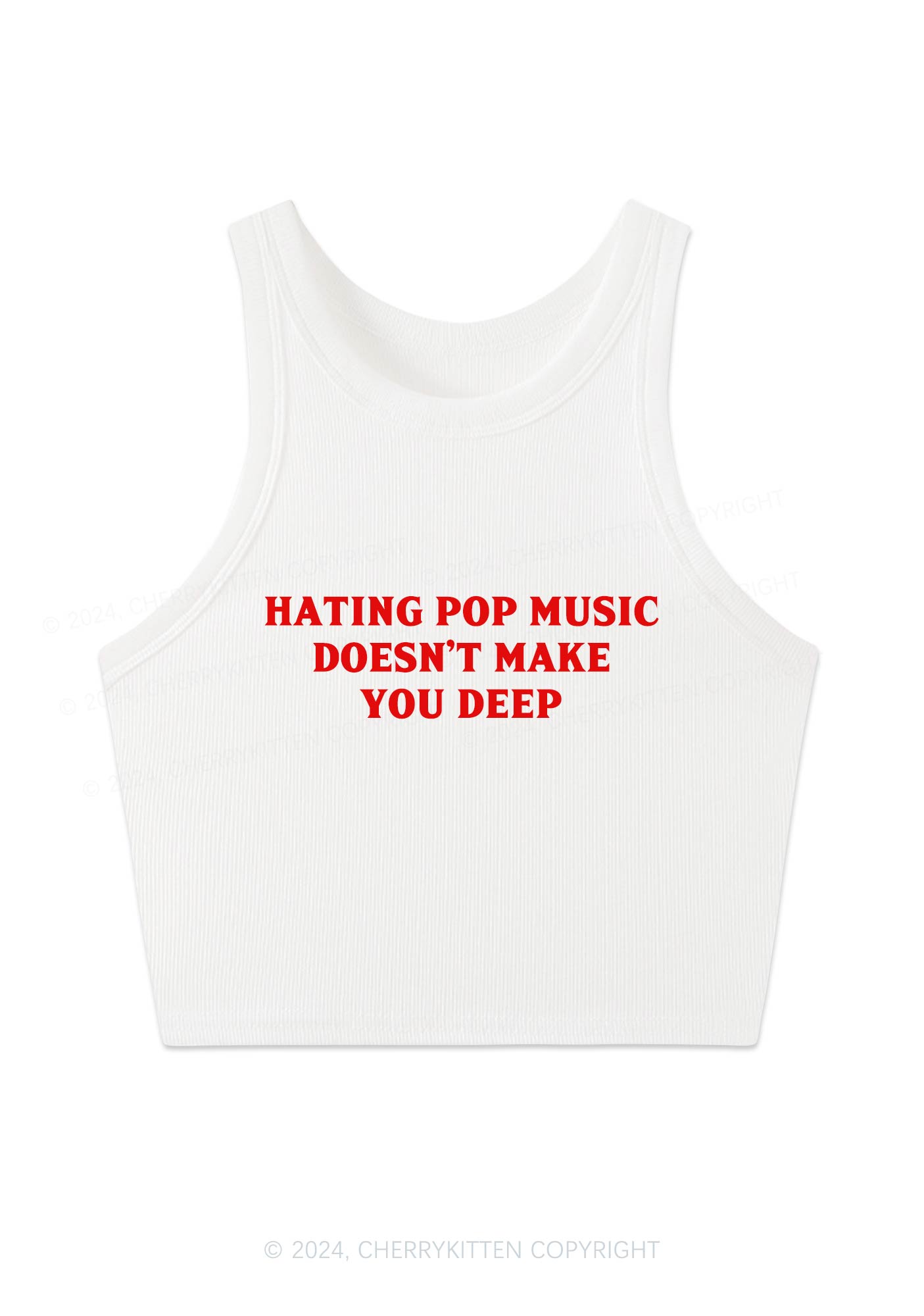 Hating Pop Music Y2K Crop Tank Top Cherrykitten