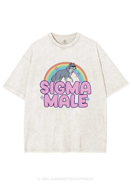 Sigma Male Wolf Y2K Washed Tee Cherrykitten