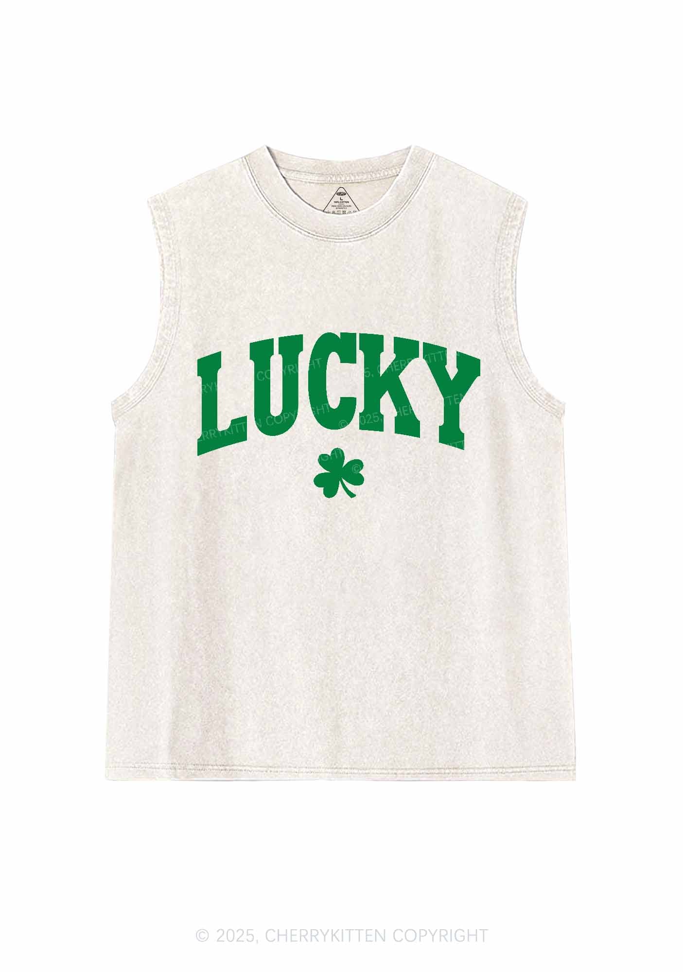 Lucky Shamrock St Patricks Y2K Washed Tank Cherrykitten