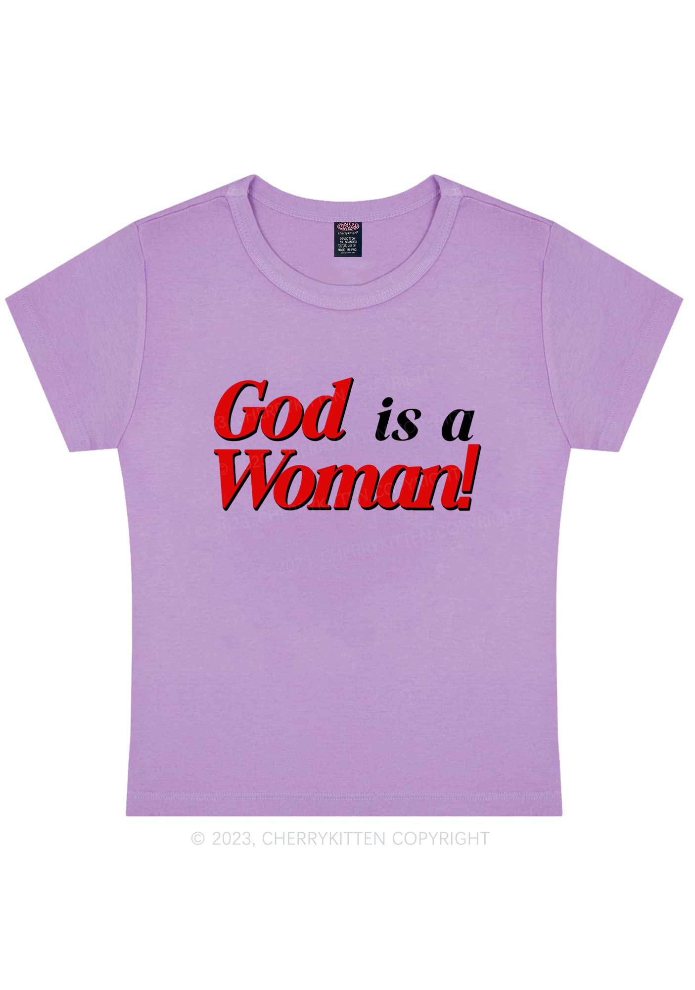 Curvy God Is A Woman Y2K Baby Tee Cherrykitten