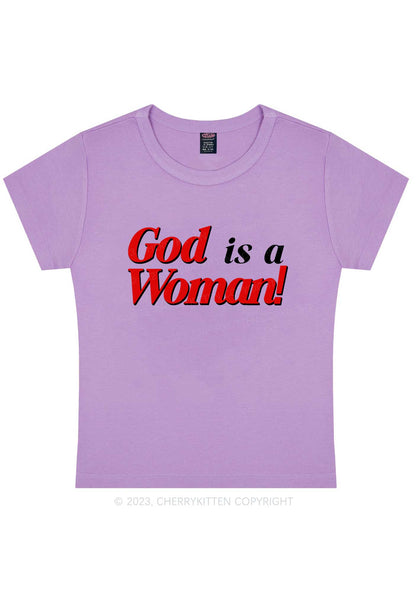 Curvy God Is A Woman Y2K Baby Tee Cherrykitten