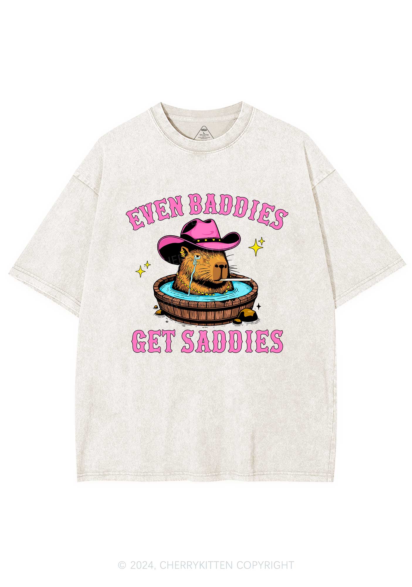 Capybara Get Saddies Y2K Washed Tee Cherrykitten