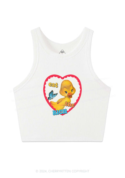 Eat The Rich Duck Y2K Crop Tank Top Cherrykitten