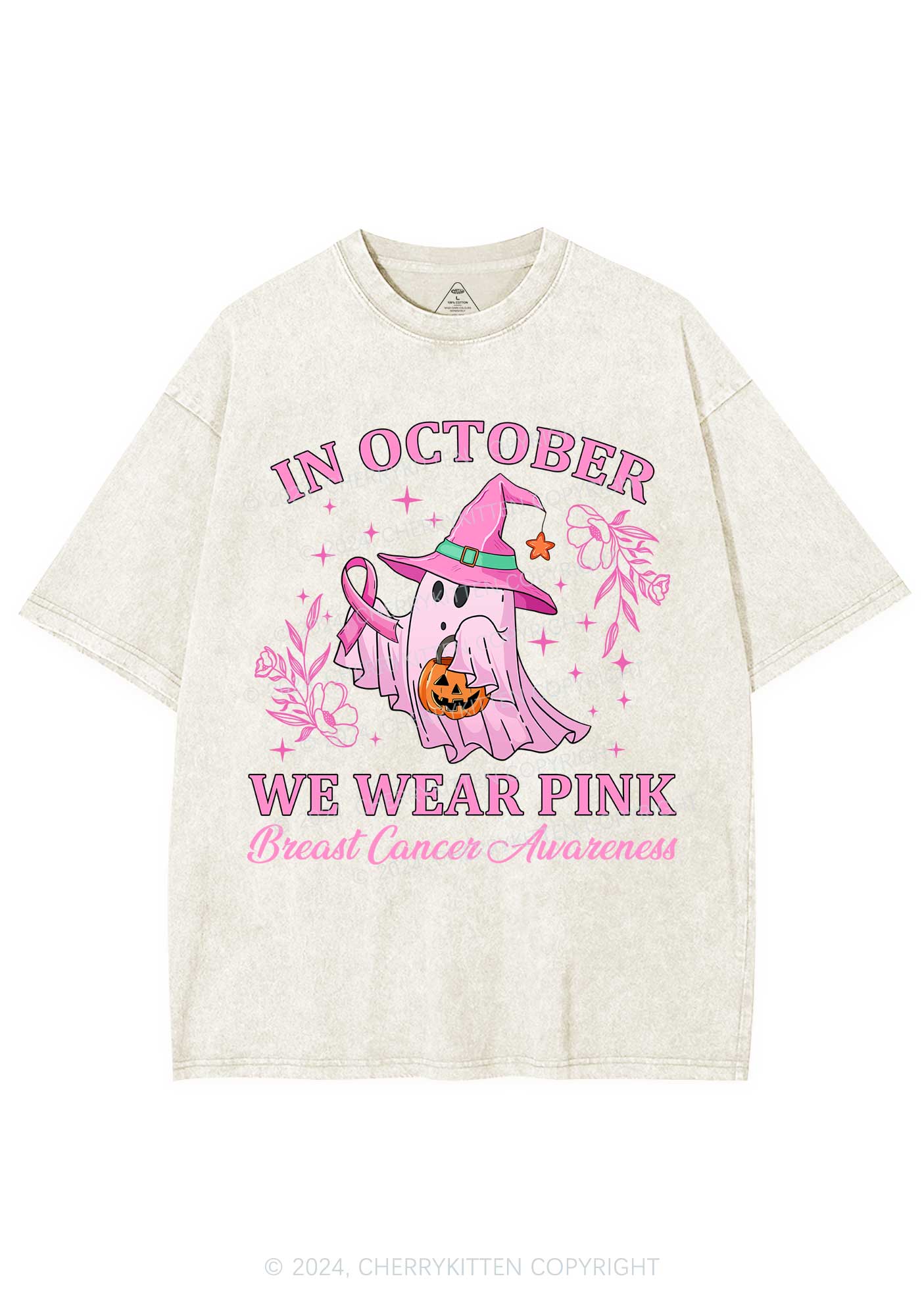 Halloween October Wear Pink Y2K Washed Tee Cherrykitten